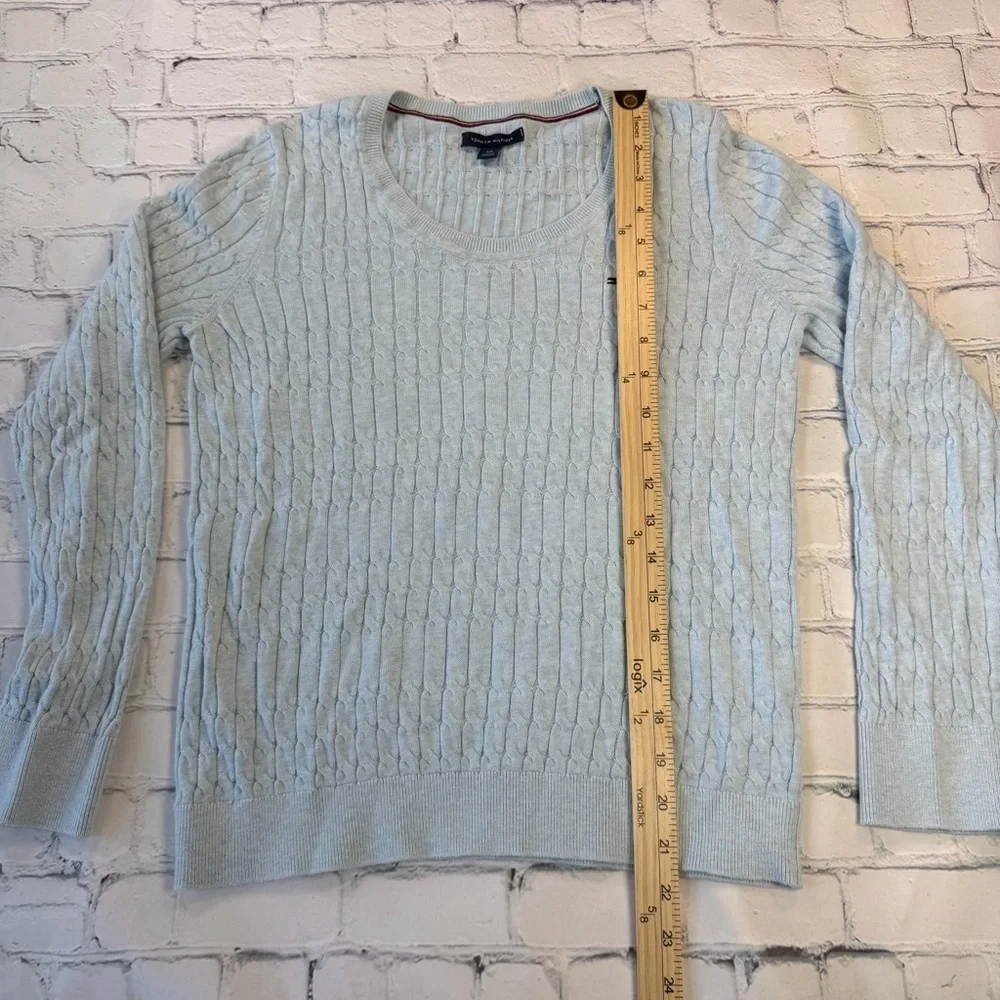 ✅ Tommy Hilfiger Light Baby Light Blue Cable Knit Pullover size M